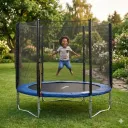 Grand Trampoline Rond 244 cm (8 Pieds) avec Filet de Sécurité et Échelle