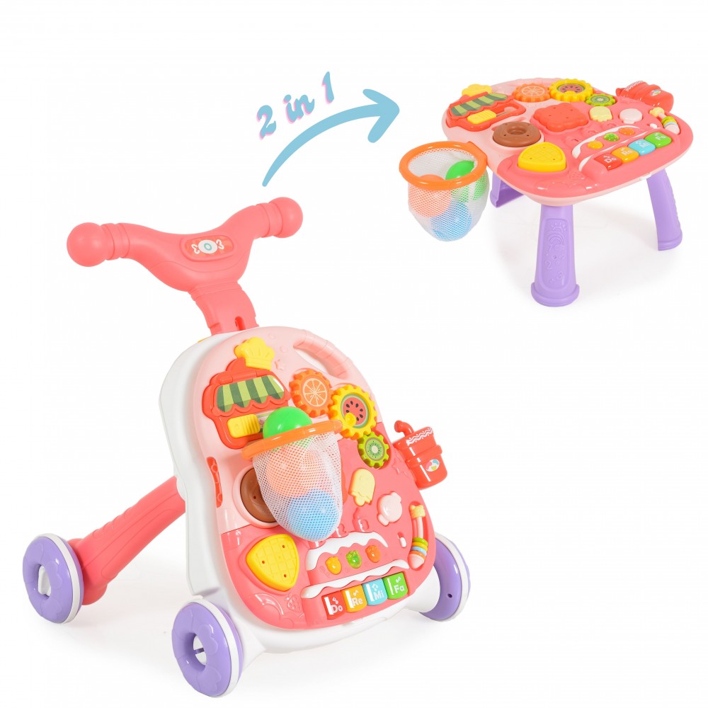 [3800146224370] chariot de marche evolutif rose HE0815